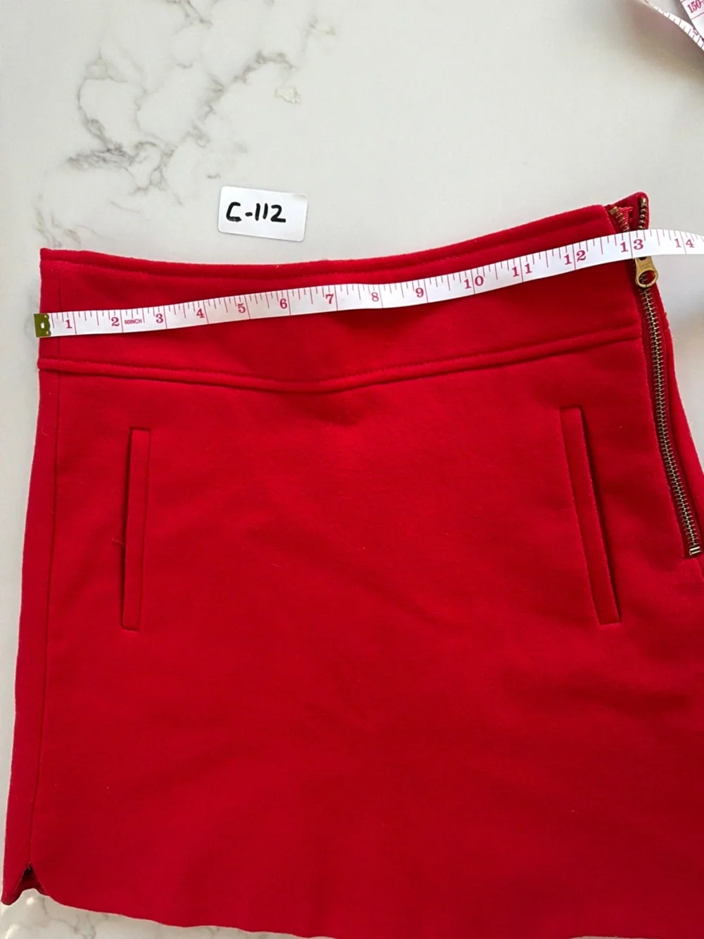 J. Crew Red A-Line Mini Skirt with Side Zip
